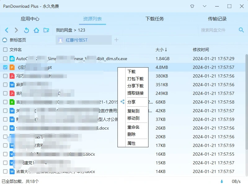 PanDownload 多账号管理界面